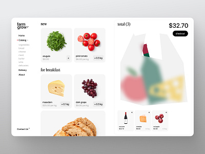 Farm Fresh – Organic Food Shopping UI design e commerce food grocery store interface minimal modern online store popular shop shopping cart site ui ux web website