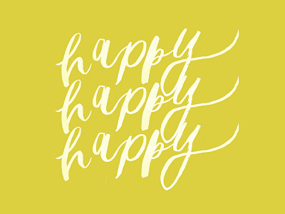 Happy brush lettering calligraphy hand lettering hand writing hand written lettering mustard yellow yellow