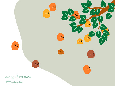 Story of potatoes drawing potato；flat