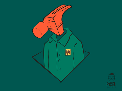 Hammer Head 2 concept dribbble graphic design graphic t green hammer illustration lines pixel pixel barber shirt vector