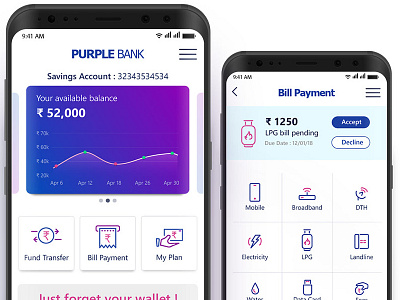 Purple Bank Mobile App ui ux