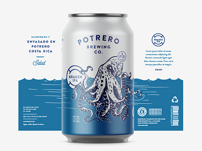 Potrero Brewing Co. Kraken IPA anchor badge beer beer label branding brewery costa rica identity kraken label logo octopus