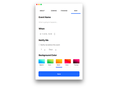 New Event Form form gradients mac mac app