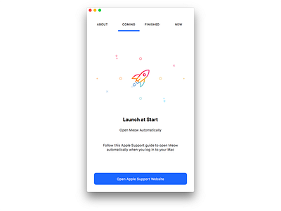 Onboarding - Launch information empty space mac mac app onboarding