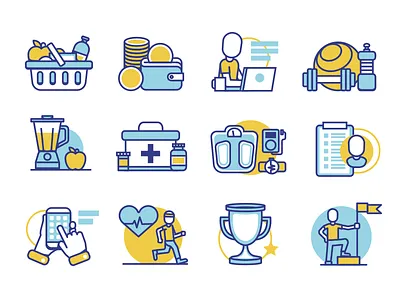 Health Journey app health icon illustration journey run set sport success user vector