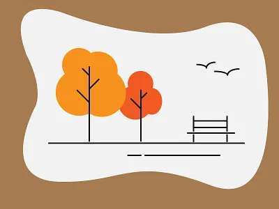 Park flat illustration park tree