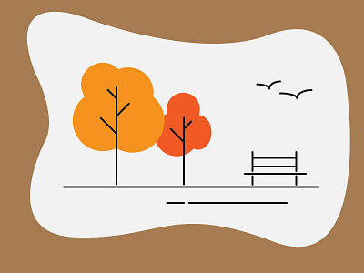 Park flat illustration park tree