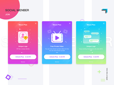 social menber app blue design identity illustration red social ui welcome