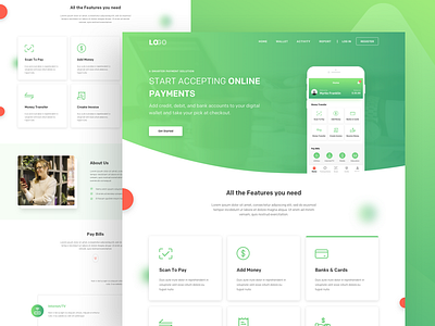 Payment App Landing Page app concept design flat landing payment typography ui ux wallet web website