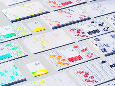 museum pass architecture card city dasha f. foil grid holography house isometric pattern rainbow museum