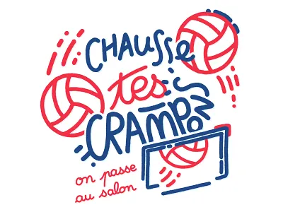 Chausse tes crampons… ball bleus blue football france hand lettering illustration ipad pro match soccer typography world cup