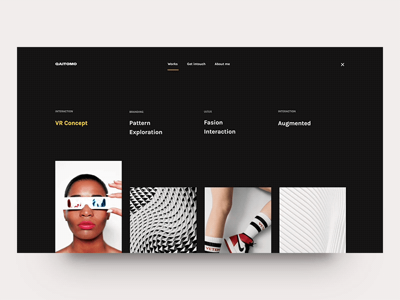 Qaitomo UI kit animation grid interaction interface menu minimal ui ui kit ux