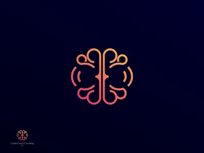Comfort Care abstract brain brain logos gradient icon logo mark mental health minimalistic modern symbol therapy