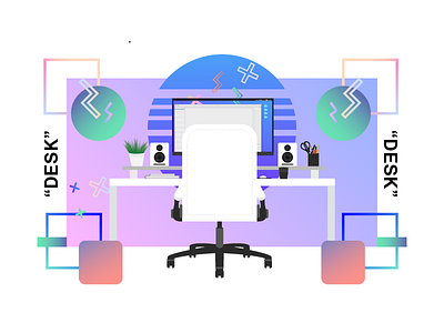 Desk Illustration colorful gradient illustration