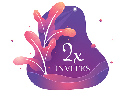 Dribbble Invite 2x dribbble invite invites leaf light moon orange pink plant purple two