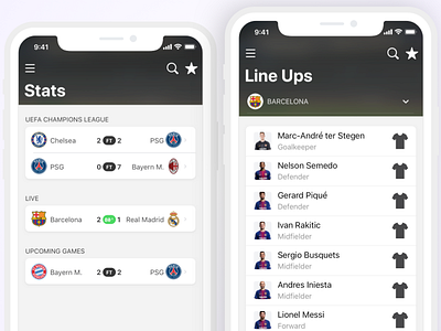 LiveScores ios design ui design ux design