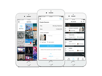 WRKit App UI add photo adding photo app design fitness health and fitness ixdbelfast journal app ui ui design ux workout app
