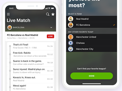 Livescores 2/2 ios design ui design ux design