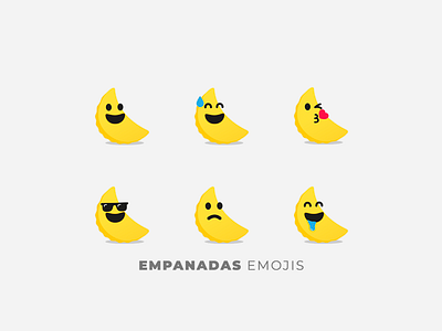 Empanas Emojis No.2 drool emoji empanadas glasses happy icon illustration inlove sad yellow