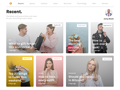 Clean blog concept blog blogging men music ui user interface ux web web application women