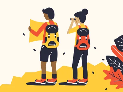 Explorers characters explore illustration nature outdoors travelers