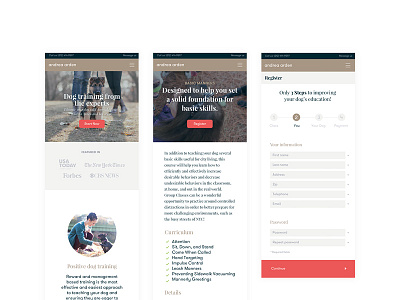 Mobile website — Andrea Arden website digitaldesign dogtraining mobiledesign responsivewebsite userinterfacedesign websitedesign