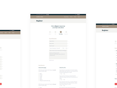Register process — Andrea Arden website digitaldesign dogtraining mobiledesign responsivewebsite userinterfacedesign websitedesign