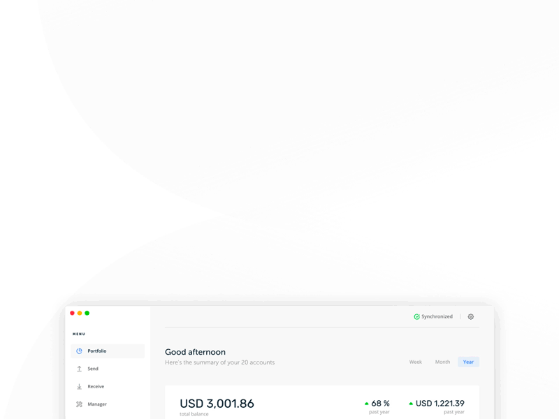 Ledger Live bitcoin blockchain charts cryptocurrency dashboard finance fintech ledger native