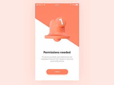 Notification permission 3d bell illustration notification permission screen