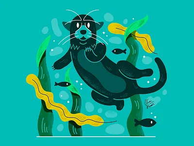 Otter animal fish leaf nature otter pond sea life water wildlife