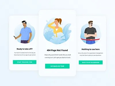 Empty States 404 bouncer branddesign emptystates error illustration notfound remote restricted state timetracking zero