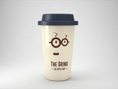 The Grind Coffee Shop brand branding character coffeeshop design illustration logo logo design minimal minimalist simple thirtylogos