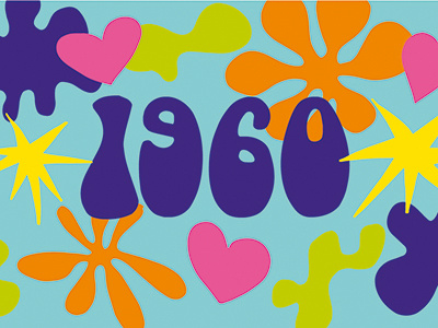 colorful sixties! coloful funny hand drawn sixties vector