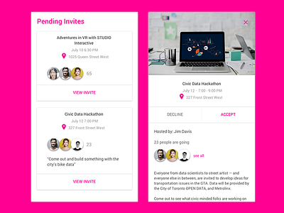 DailyUI - 078 - Pending Invitations 078 dailyui event invitations events invitations pending invitations