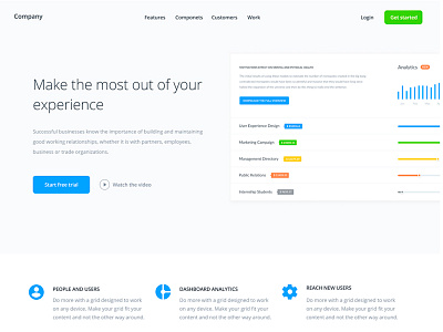 Digital Product for business landing pages statistic ui web