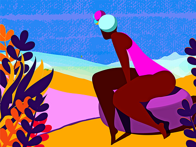 Summer, sun, sea! beach colorful daily illustration pink sea summer sun wacom woman