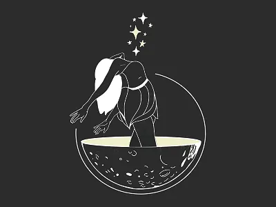 Feminine Moon drawing moon moon illustration mystic mystic illustration stars