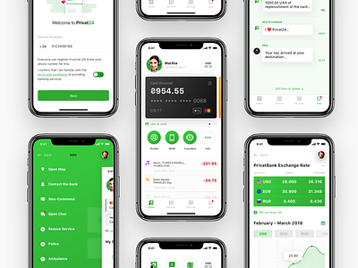 Privat Bank Mobile App Design Concept. app bank clean finance interface ios mobile money privat bank ui ux