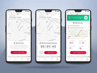 Driving Score app app design desikalakaar driving driving score pankaj photoshop sketch trip trip summery ui ui design