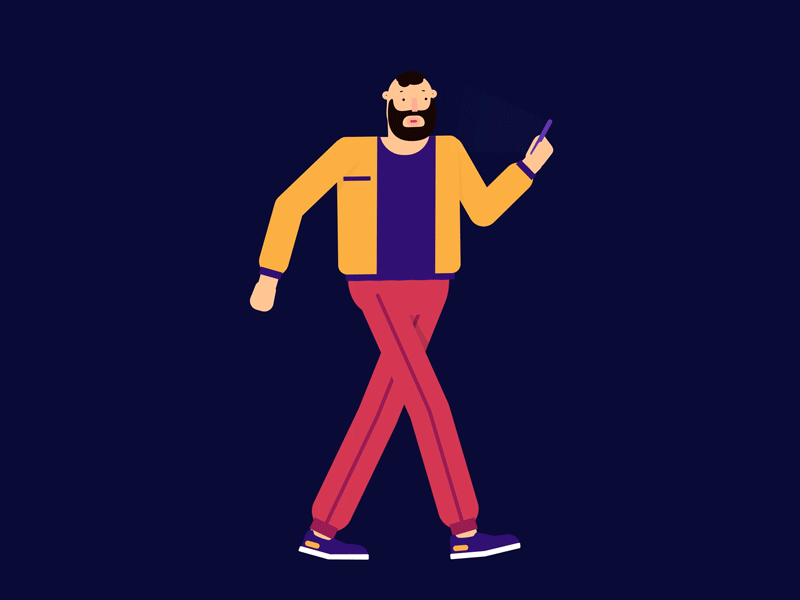 #KeepWalking 2d animation celphone character cool guy mograph motion motiongraphics study walkcycle walking