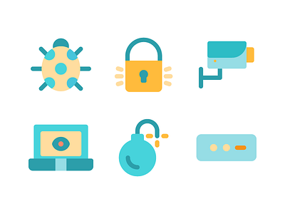 Security Icons In Flat Style app button icon iconography iconset line security ui user interface ux