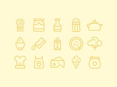 Food And Kitchen Icons app button food icon iconography iconset line sea ui user interface ux