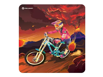 Rock and roll under fire bicycle mountain vector volcano