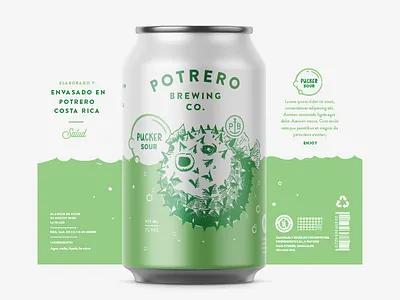 Potrero Brewing Co. Pucker Sour anchor badge beer beer label branding brewery costa rica identity label logo octopus puffer fish