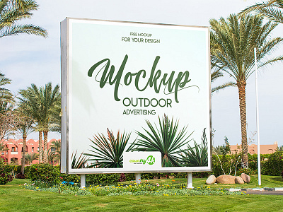 Outdoor Advertising Free PSD MockUp 4k ad advertising banner billboard free mockup outdoor palm product psd