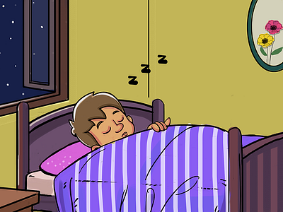 Boy Sleeping On Bed - Illustration book illustration boy illustration sleeping illustration story story illustration