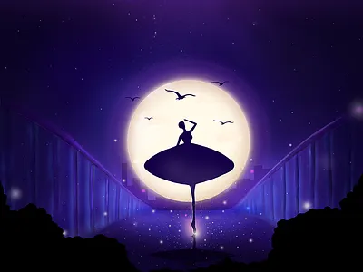 ikon moon、ballerinas、freehand、night