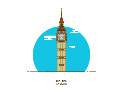 Big ben, London flat design illustration