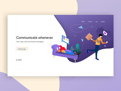 Landing for a chat app app colours communication drawing illustration landing mobile people ui ux web webdesign