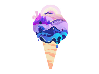 Gelato city illustration melting vector